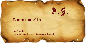 Manheim Zia névjegykártya